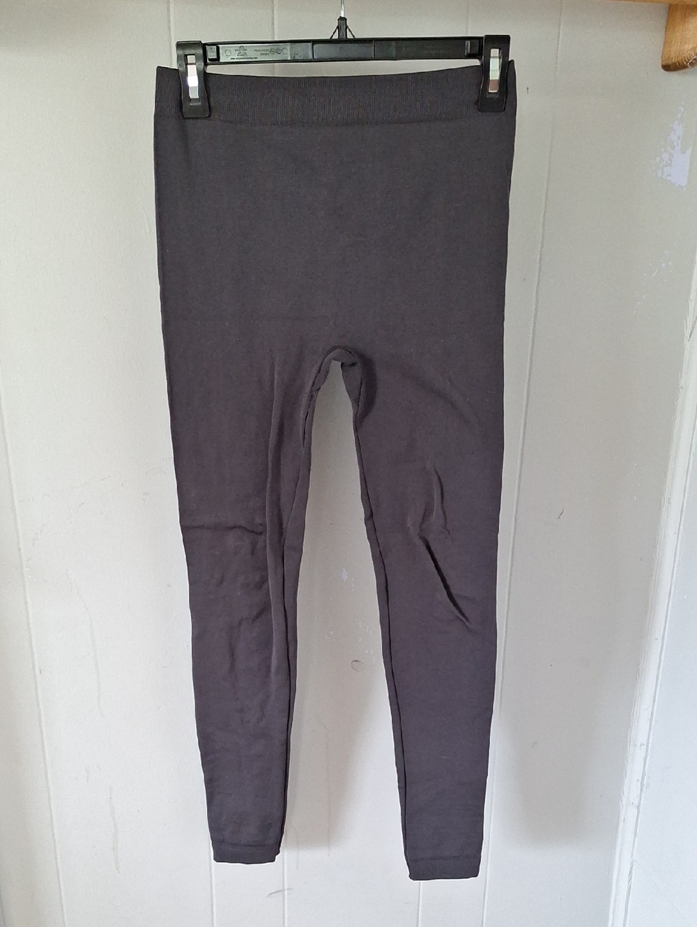 Womens Solid Gray Fleece Lined Leggings